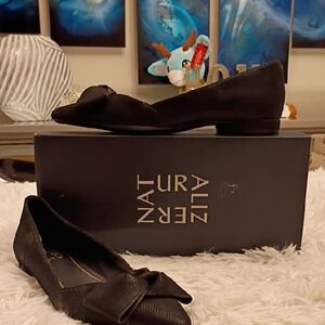 Naturalizer Havana Bow Black Leather Flats Shoes Women's Sz 6 New 🆕